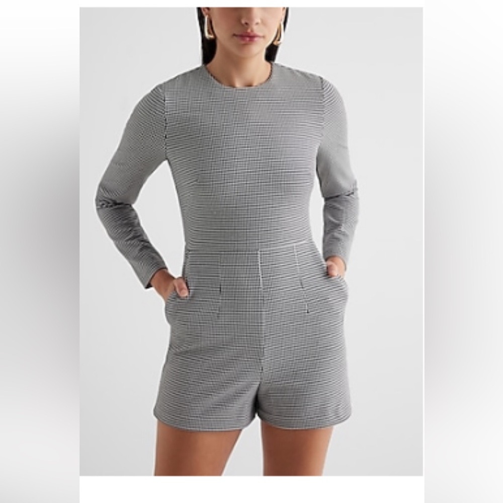 Express Black and White Houndstooth Romper